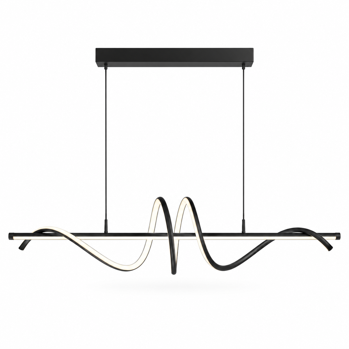 Suspension linéaire Waveline noire sur fond blanc