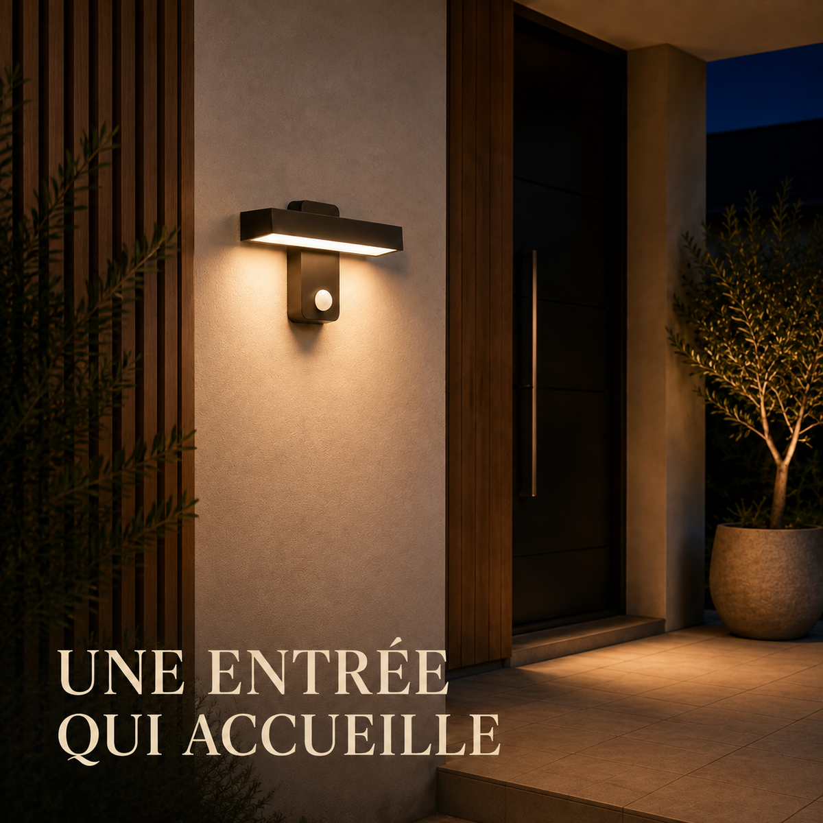 Applique Pivot 350 éclairant une entrée de maison
