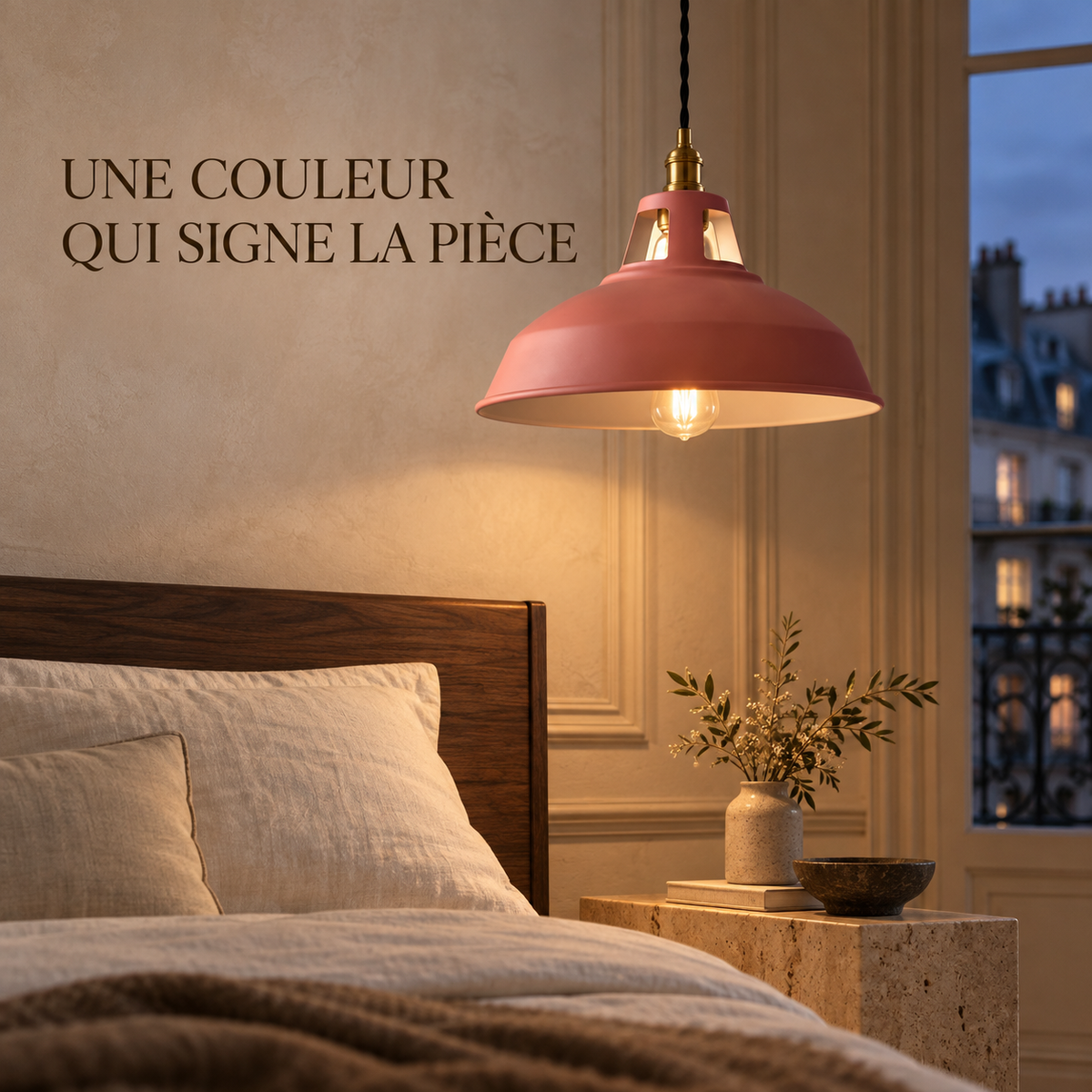Abat-jour Atelier 27 rose dans une chambre