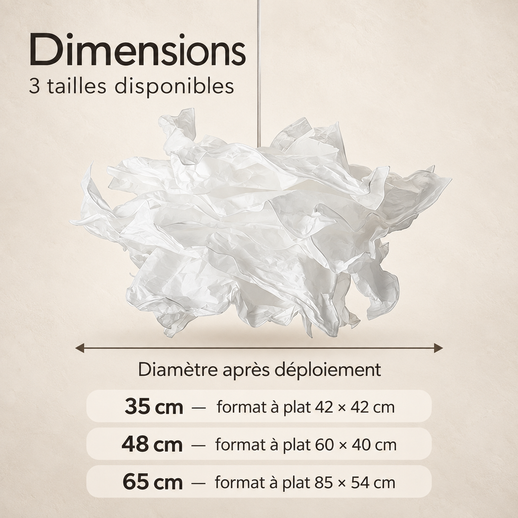Les trois formats de l'abat-jour Nuage