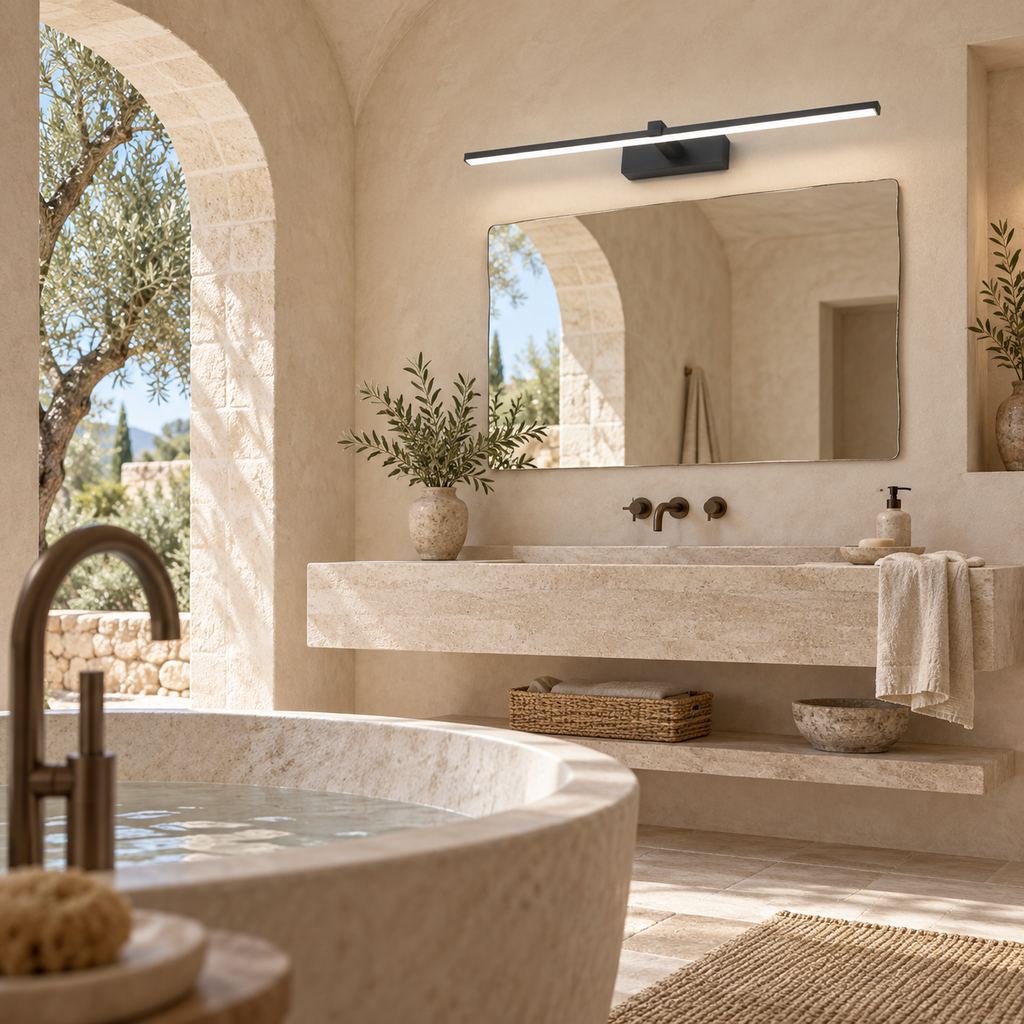 Applique Trait dans une salle de bain en pierre calcaire