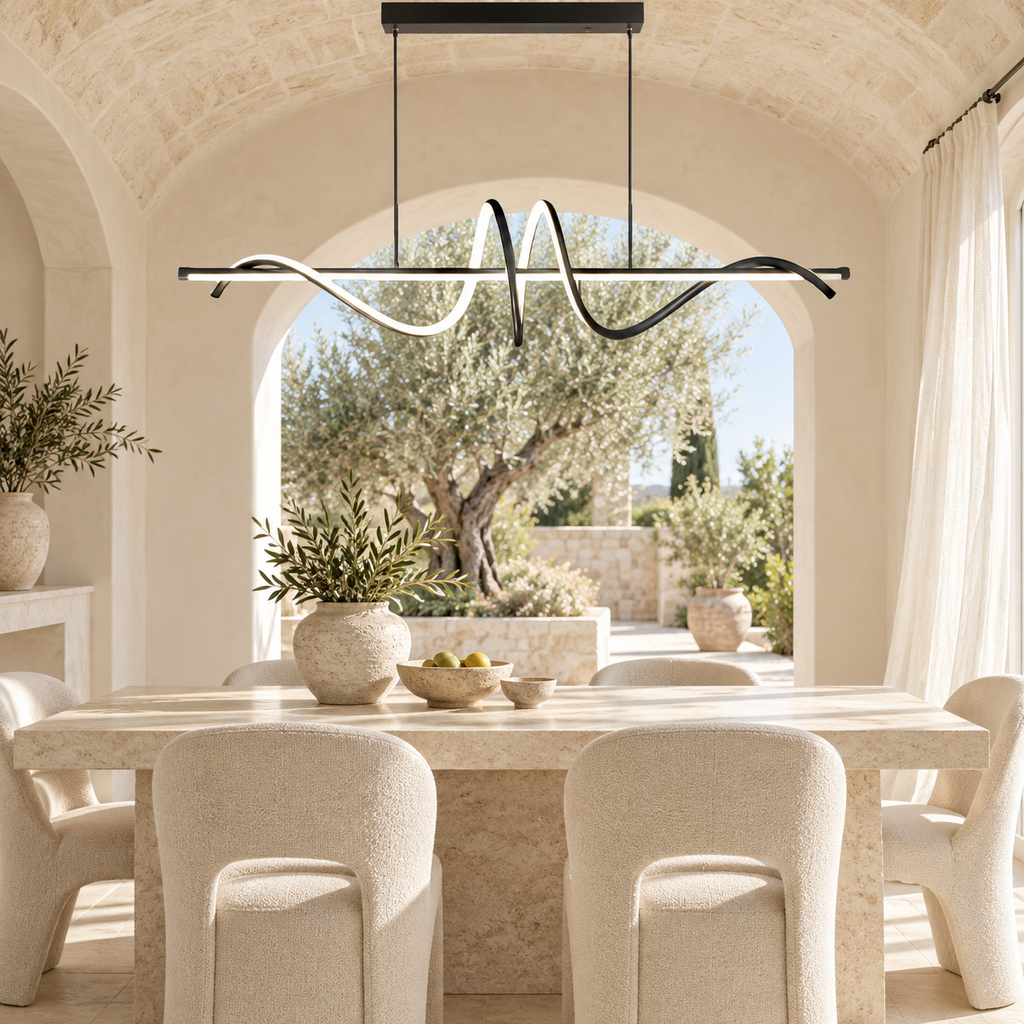 Suspension Waveline dans une villa méditerranéenne