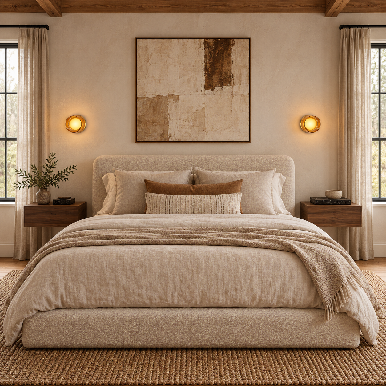 Deux appliques Galet anneau ambre dans une chambre