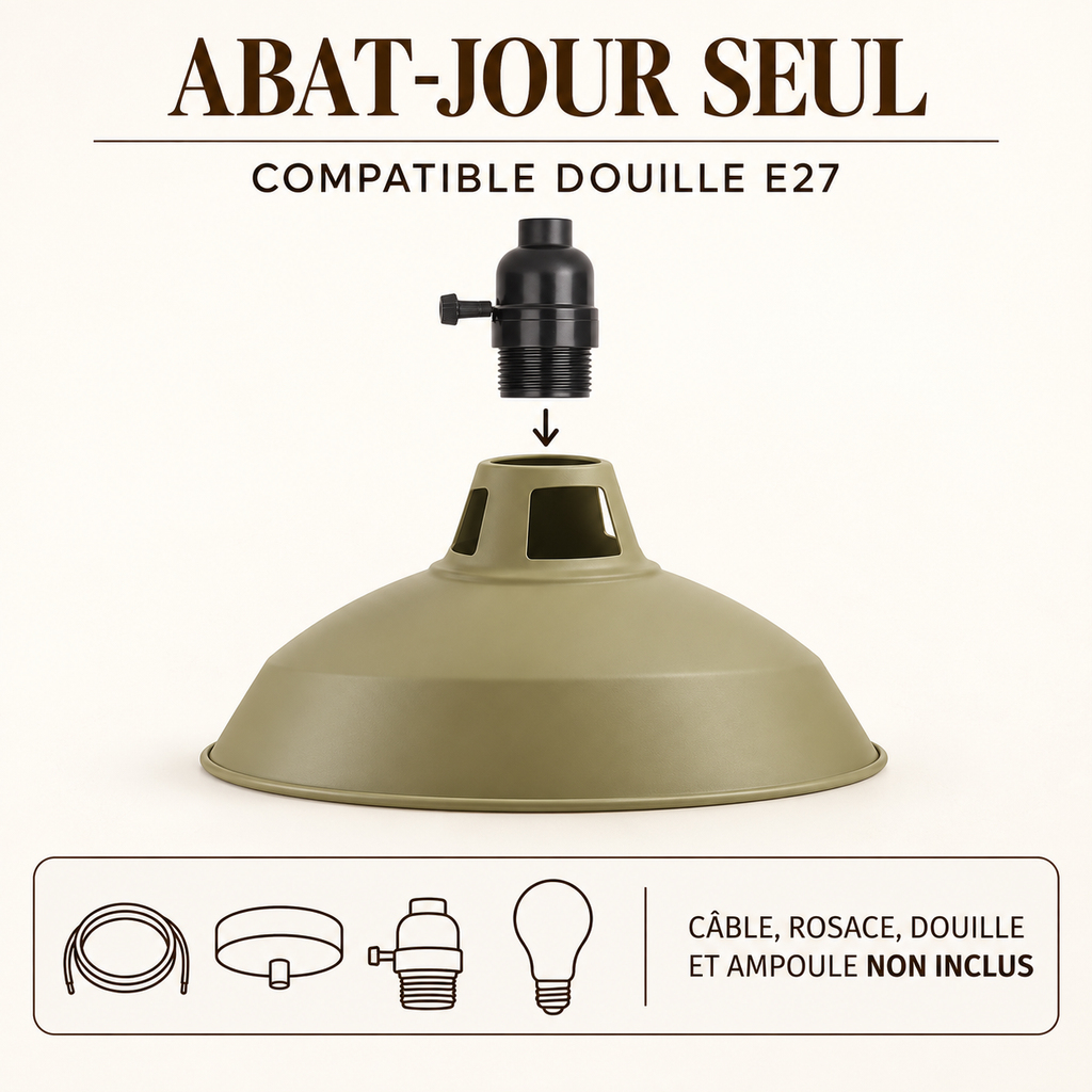 Contenu du colis : abat-jour seul, kit E27 non inclus